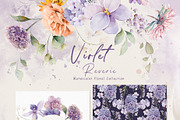 Watercolor Violet Floral Collection, a Decorative Illustration by Damian Roh (Thumbnail 7 of 14)