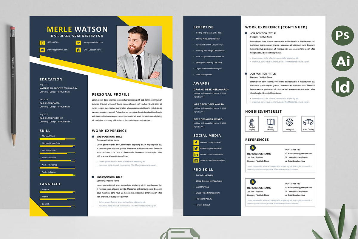 Yellow Minimal CV, a Resume Template by Attractive Resume (Photo 2 of 3)