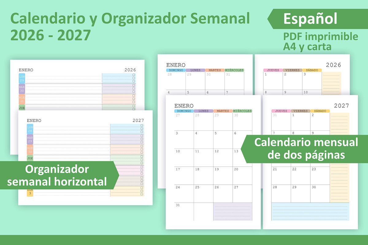 Calendario y Organizador 2026-2027., a Stationery Template by Padrinan (Photo 3 of 4)