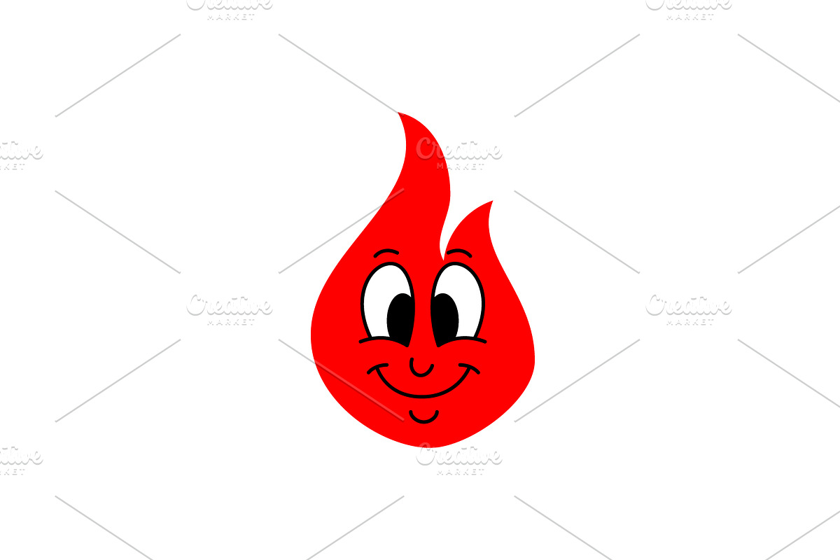 Cute cartoon red flame with a big, an Object Illustration by GraphiShop
