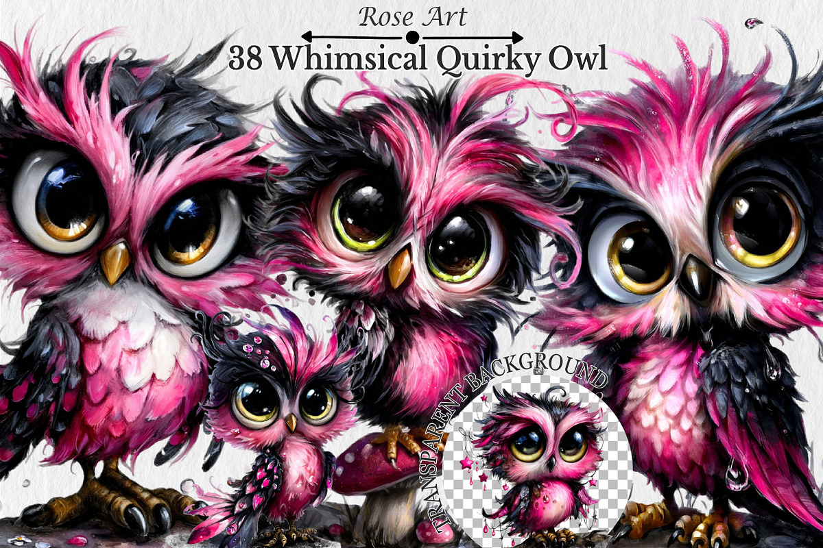 Whimsical Quirky Owl Clipart, a Seasonal Illustration by Rose Art (Photo 1 of 7)