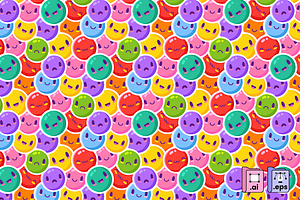 Colorful Emoticon Pattern, a Pattern Graphic by MISS CHATZ
