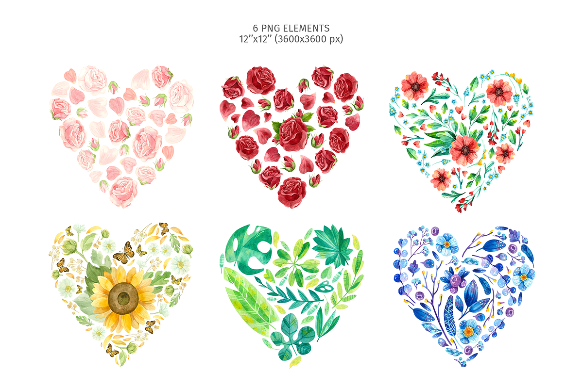 Floral Hearts Clipart & Patterns, a Decorative Illustration by Valin Malin (Photo 2 of 16)