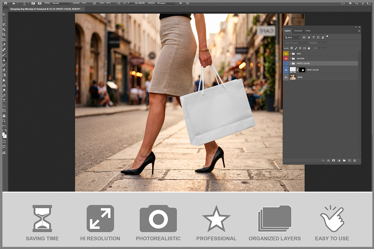 Shopping Bag In Hand PSD, a Product Mockup by Bruno's Shop (Photo 2 of 3)