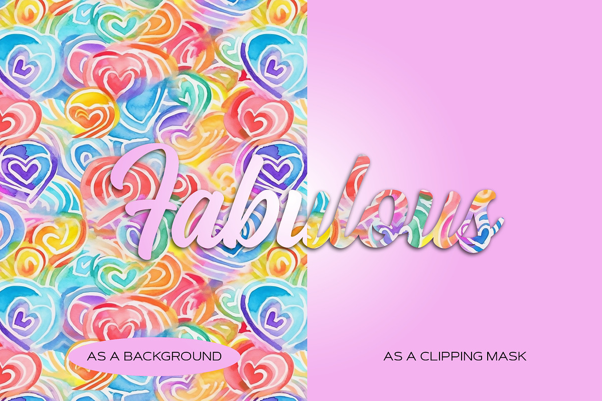 Watercolor Rainbow Hearts, a Pattern Graphic by Skritch Studio (Photo 5 of 8)
