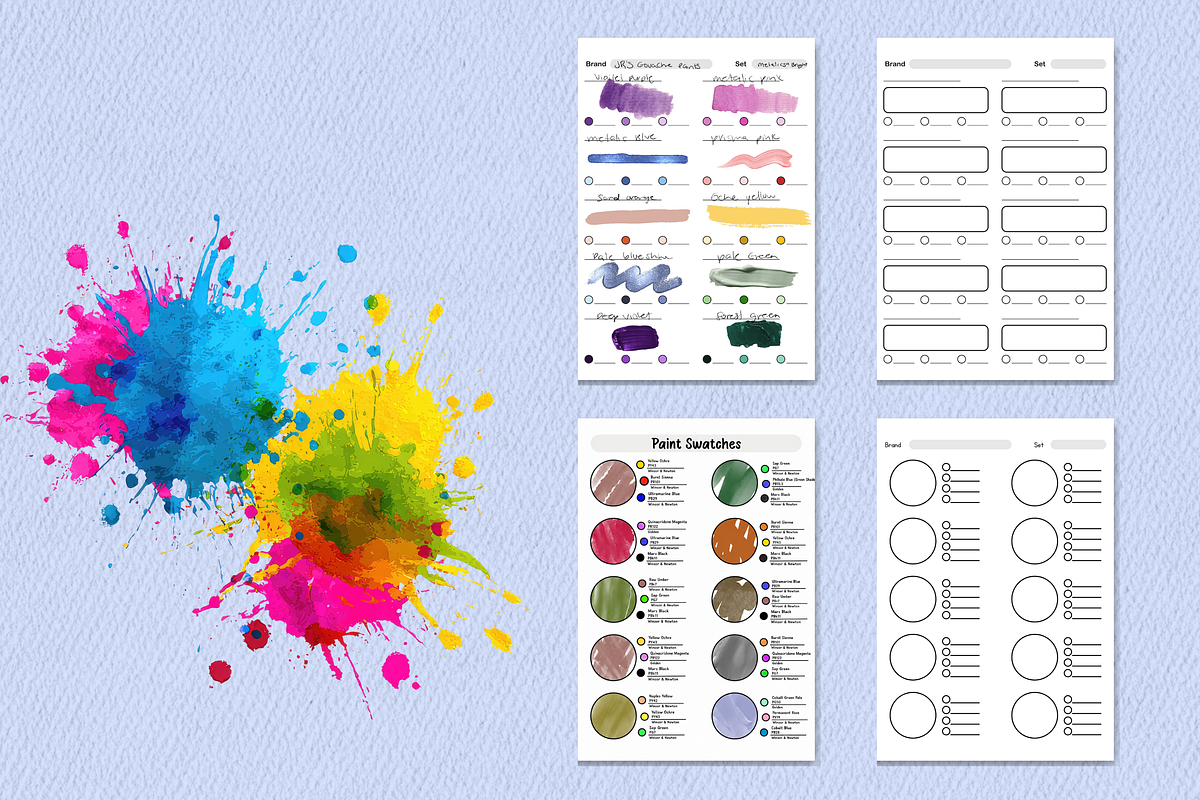 Printable Paint Swatch Sheets Bundle, a Stationery Template by Wicked Creative (Photo 10 of 11)