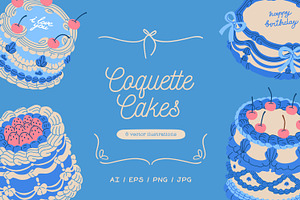Vintage holiday cakes set, a Food Illustration by Good Studio