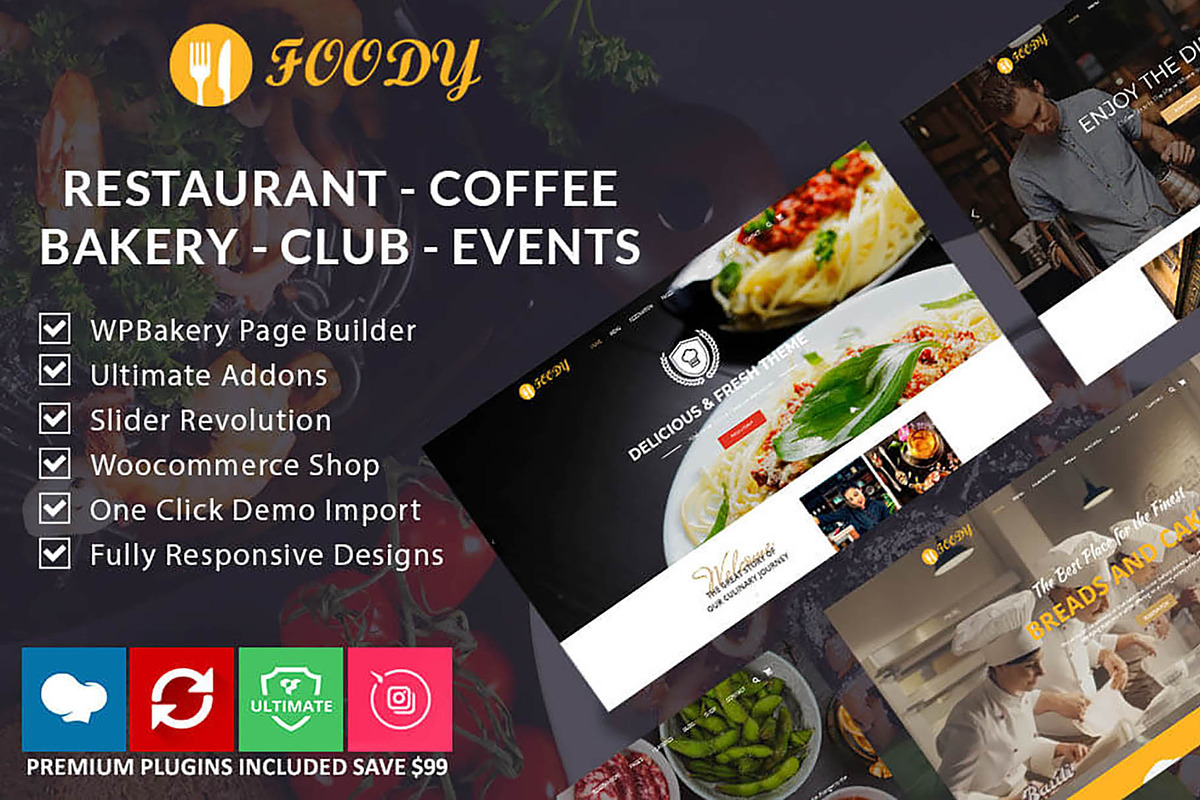 Foody - Coffee, Bakery & Business, a WordPress Template by Cherry Wordpress Theme (Photo 1 of 11)