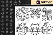 200 Procreate Spooky Doodle Stamps, a Brush Add-On by DrawingStoryShop (Thumbnail 6 of 6)
