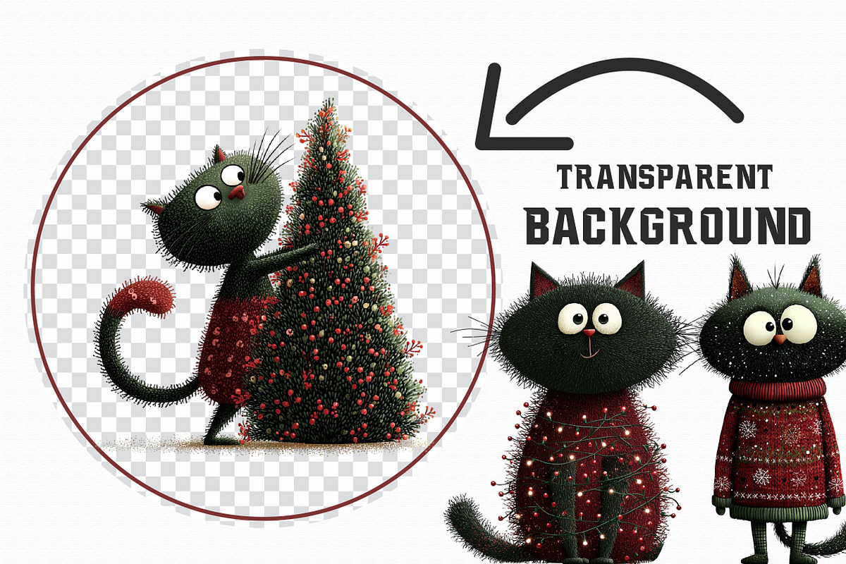 Whimsical Christmas Cat Clipart, an Illustration by Libby Wishes (Photo 4 of 7)