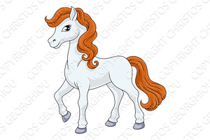 Horse Cartoon Cute Animal Character, an Animal Illustration by Christos Georghiou