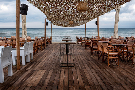 Beach club concept by the sea