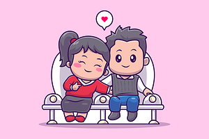 Cute Man and Woman Couple Sitting, a Person Illustration by Catalyst Labs