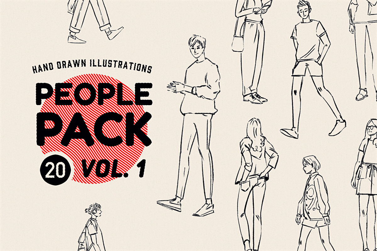 Hand Drawn People Illustrations, a Person Illustration by urgent studio (Photo 1 of 3)