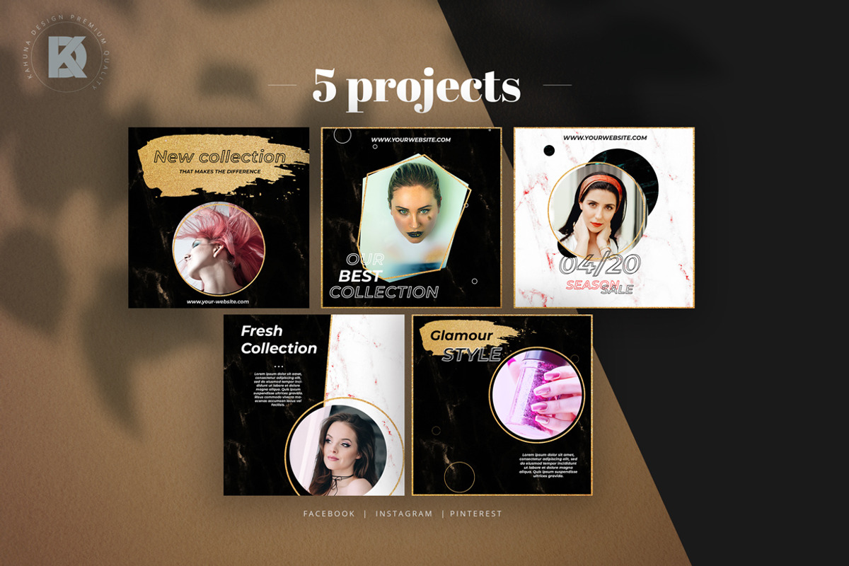 Gold / Glamour / Brush Social Media, a Social Media Template by Kahuna Design (Photo 5 of 6)