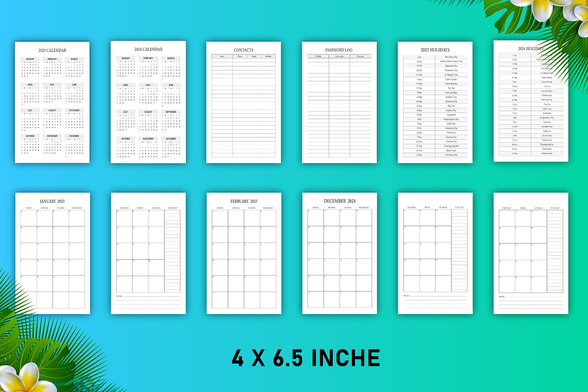 Editable 2023-2024 pocket planner, a Stationery Template by Designmela01 (Photo 2 of 3)