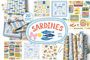 Mediterranean food Sardine patterns, a Pattern Graphic by Tani Kuzminka (Thumbnail 1 of 25)