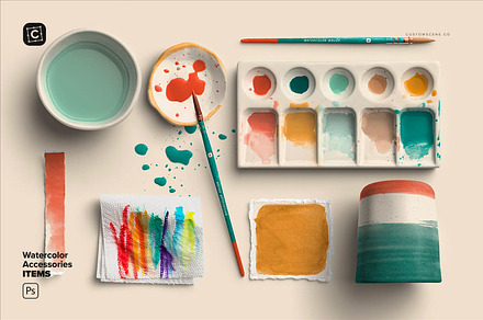 Watercolor Accessories Paint, an Object Graphic by Custom Scene