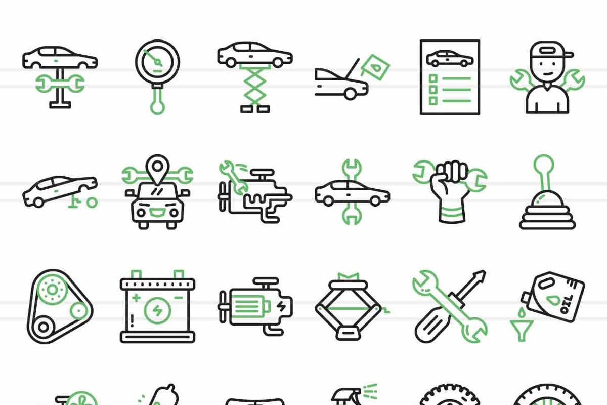 Car Servicing Green & Black Icons, an Icon by IconBunny (Photo 2 of 2)