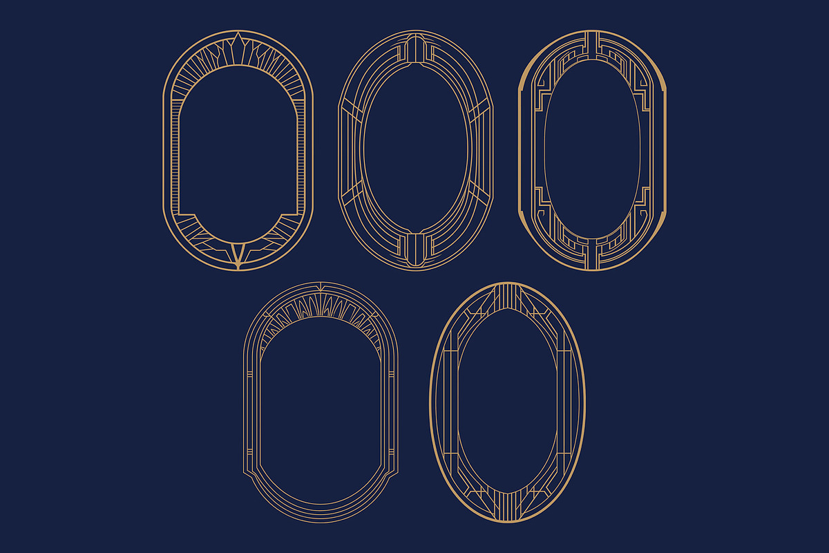 Art Deco 9 Vertical Oval Frames, a Decorative Illustration by Stanislav Kharchevskyi (Photo 2 of 3)