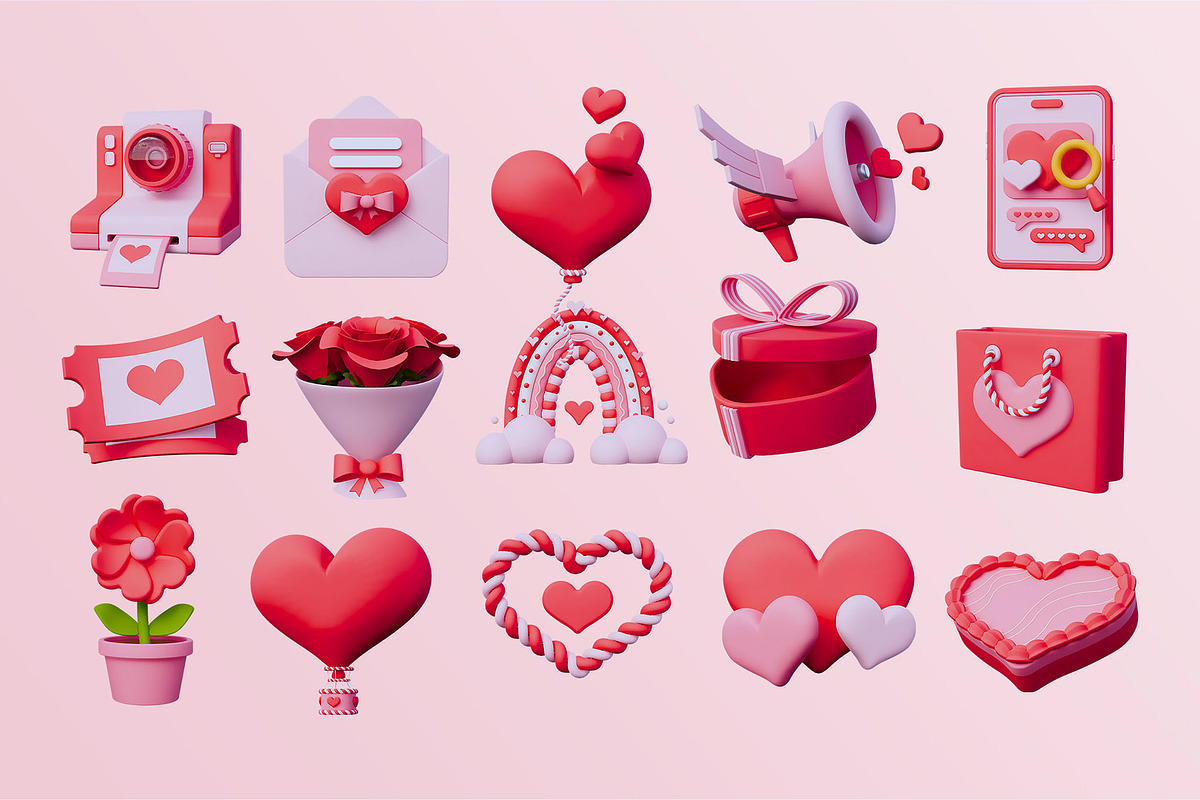 Valentine Day 3D Icon Pack #2, an Object 3D Model by deviapuspitasari2 (Photo 2 of 2)