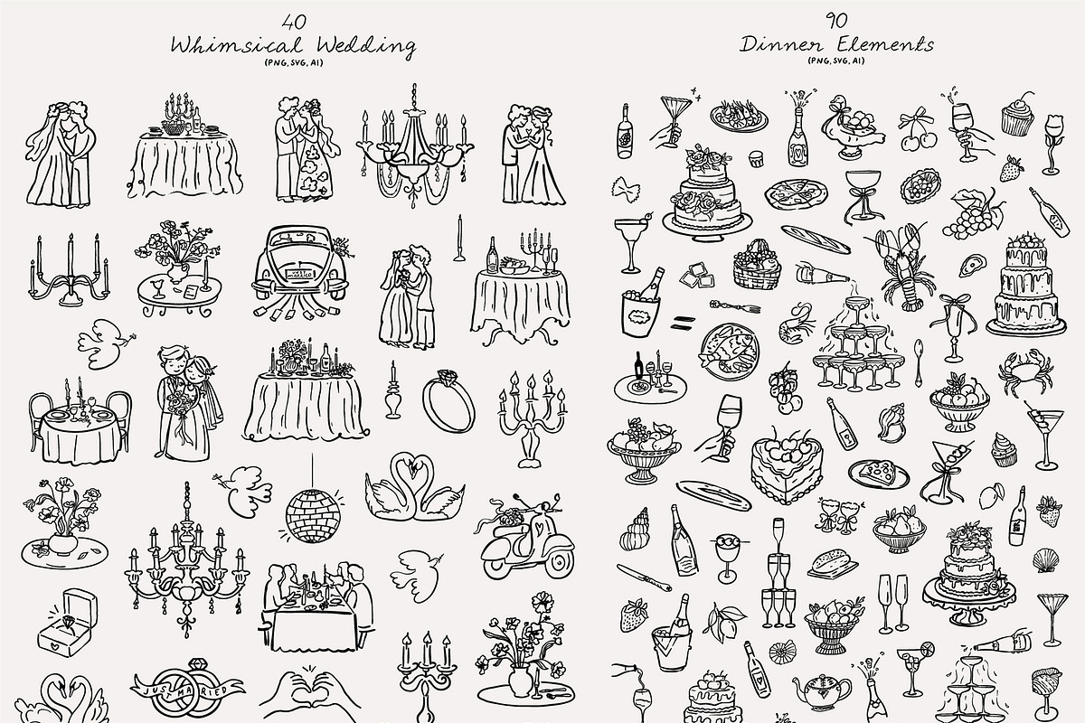 Whimsical Wedding SVG Clipart Bundle, an Object Illustration by Ayya Studio (Photo 7 of 22)