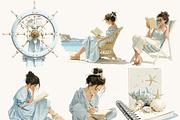 Watercolor Coastal Planner Clipart, a Person Illustration by BusyDaydesign (Thumbnail 3 of 9)