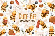 Cute bee, childish cartoon set, an Animal Illustration by Good Studio (Thumbnail 1 of 6)