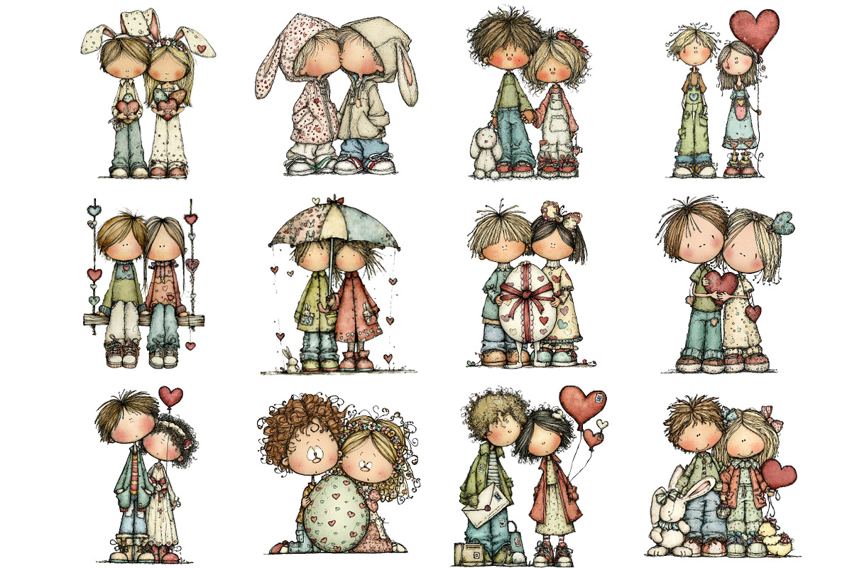 Romantic Easter Couple Clipart, an Illustration by DreamArtGraphic (Photo 2 of 4)