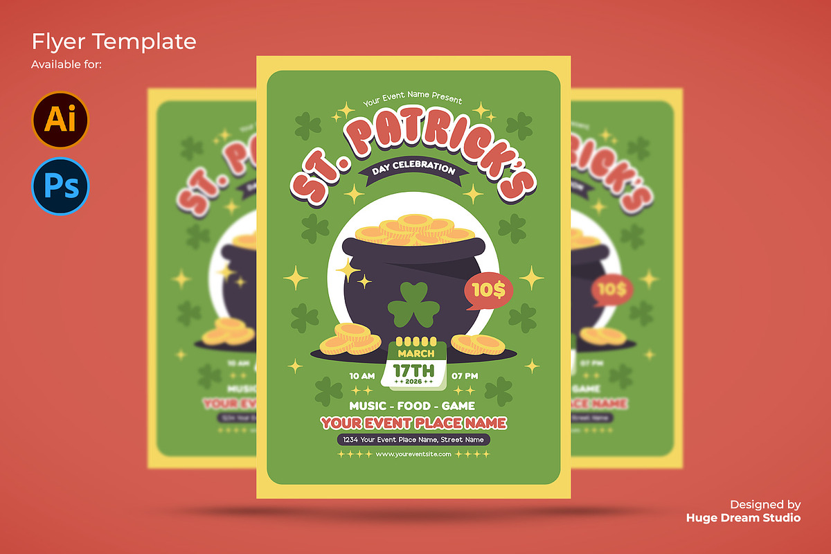 Playful St. Patrick's Day Flyer, a Flyer Template by Huge Dream Studio (Photo 1 of 5)