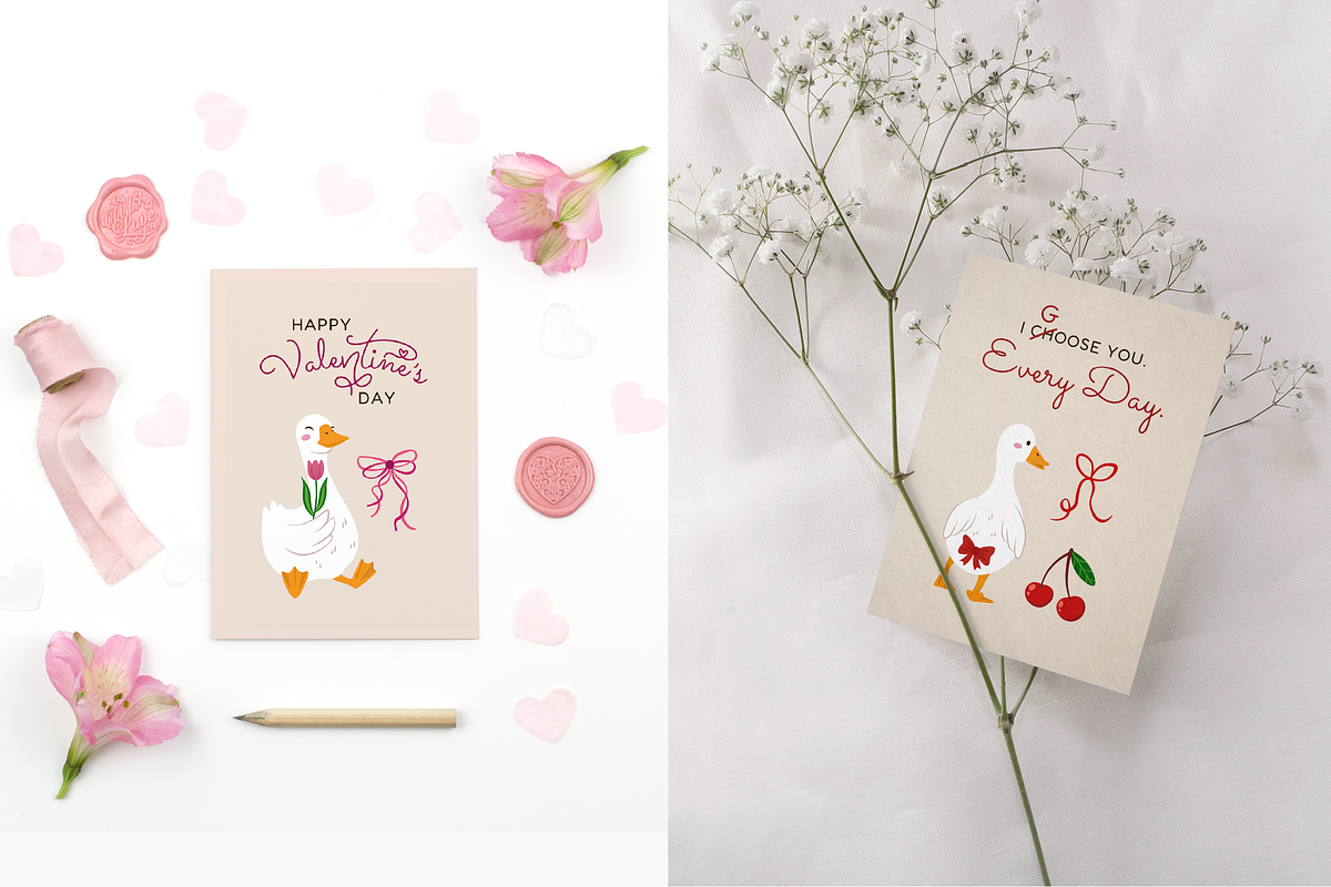 Romantic Geese-Clipart Pattern Cards, a Graphic by semenova.sense (Photo 6 of 11)