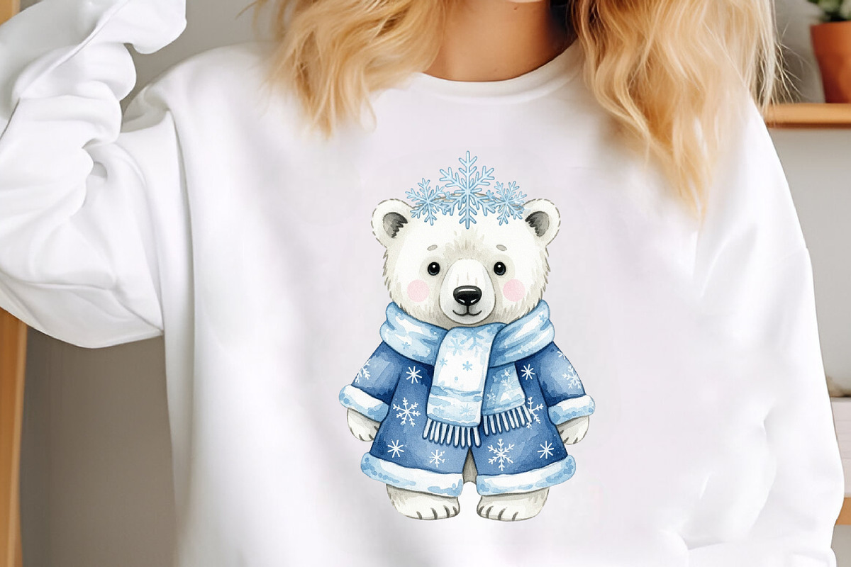 Watercolor Polar Bear Christmas PNG, an Illustration by SinaCreation (Photo 5 of 7)