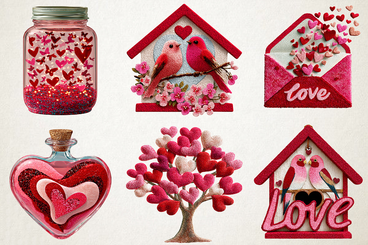 Valentine Faux Latch Hook Cliparts, an Illustration by RobertsArt (Photo 5 of 6)