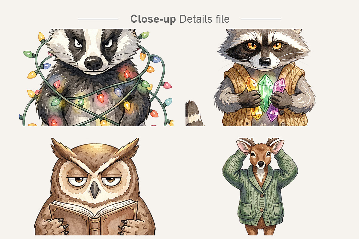 Grumpy Woodland Hygge Sublimation, a Decorative Illustration by Artnoy (Photo 4 of 18)