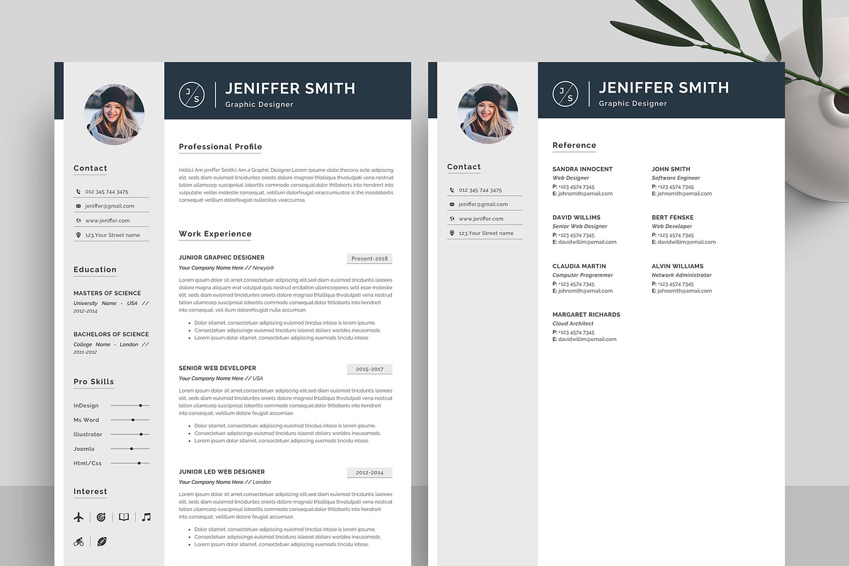 Resume / CV Template | Canva & Word, a Resume Template by CreativeZoom (Photo 4 of 7)