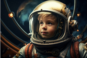 Astronaut Spaceship Space Child Boy