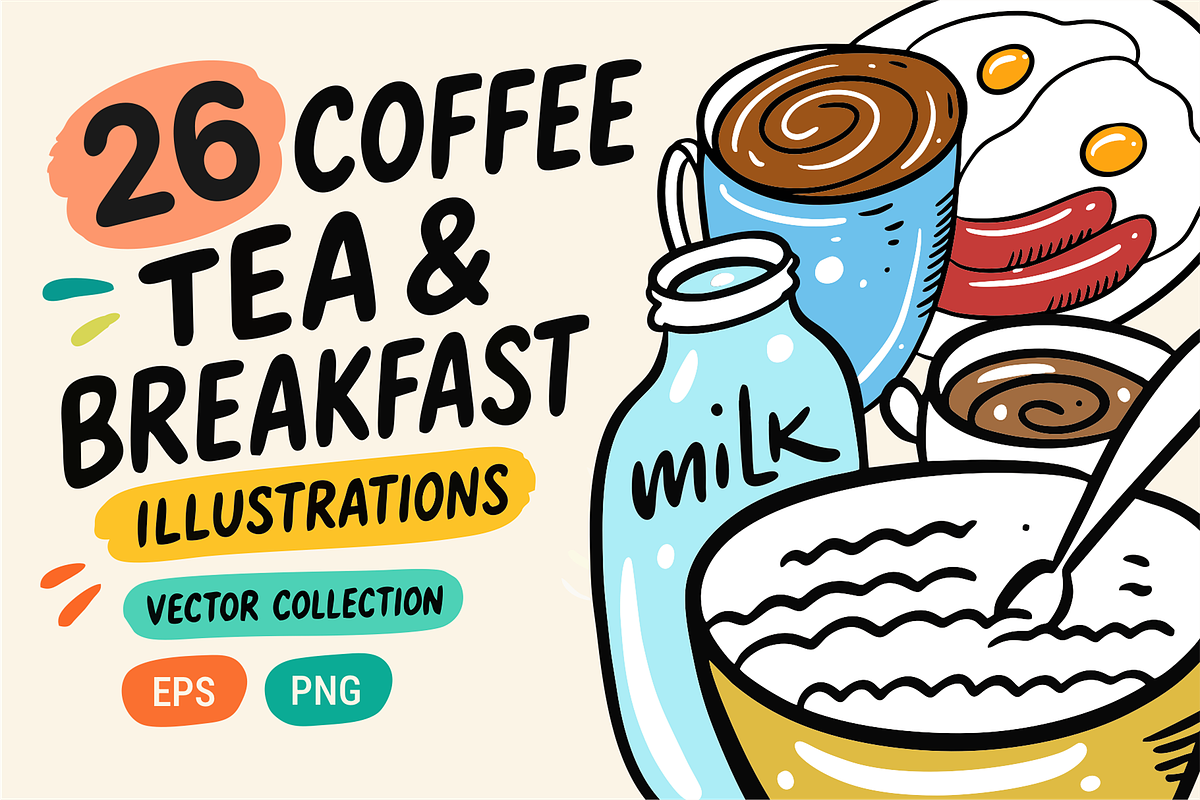 Coffee & Breakfast Doodles, a Food Illustration by Oktyabr (Photo 1 of 6)