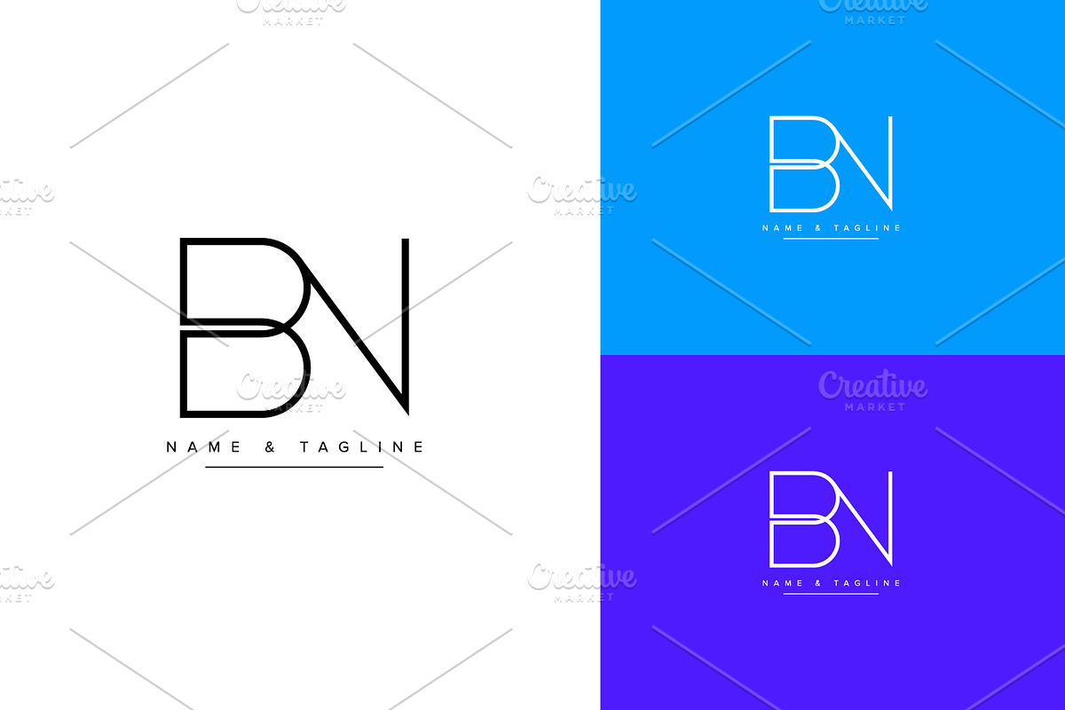 Initial letters BN logo design, a Branding & Logo Template by Aleesher (Photo 1 of 2)