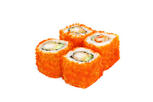 Sushi set - four rolls with red caviar, a Photo by saiko3p