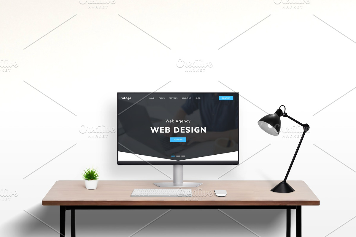 Clean Desk Web Mockup, a Device Mockup by RSplaneta (Photo 1 of 2)