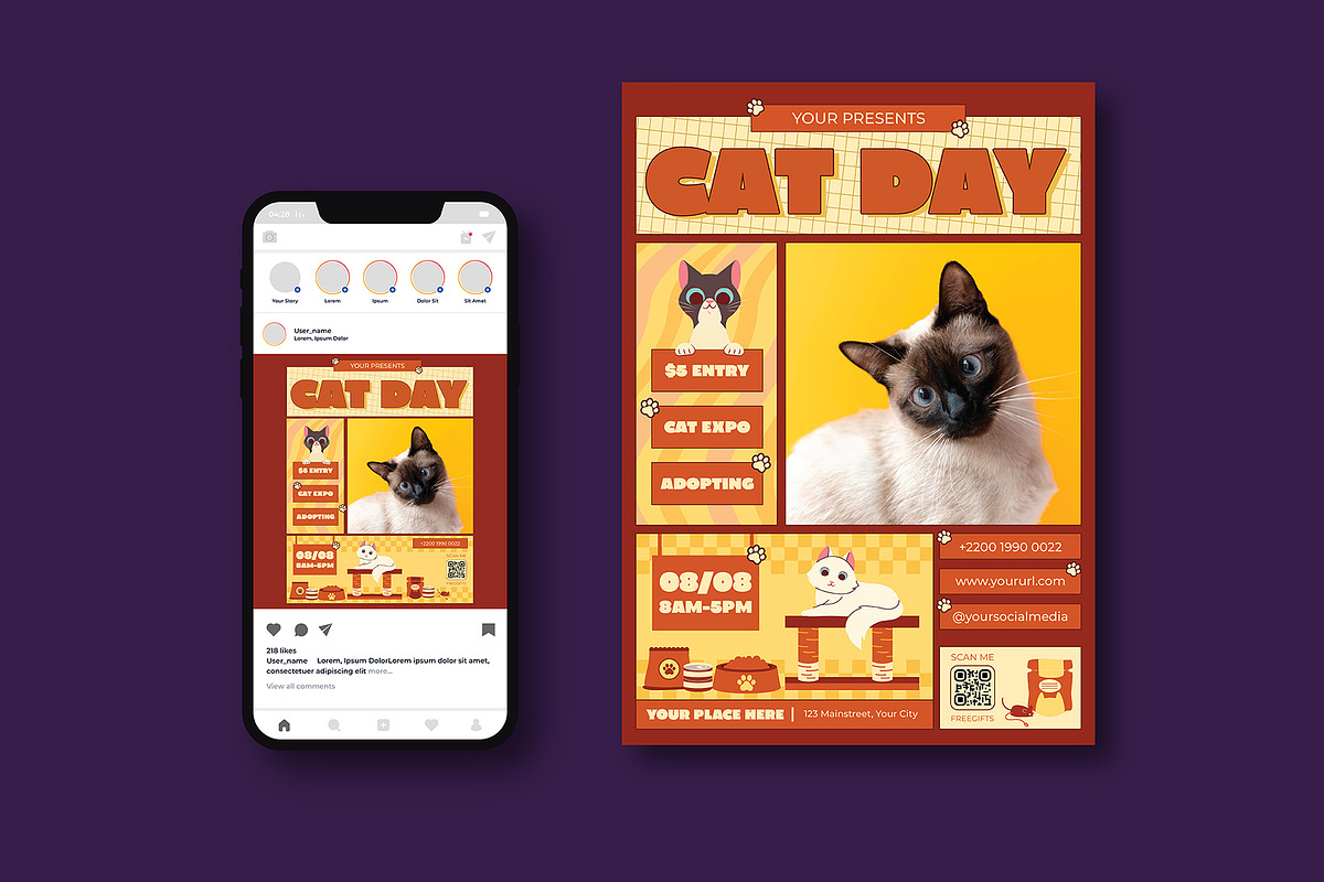 World Cat Day Flyer, a Flyer Template by iDoodle Studio