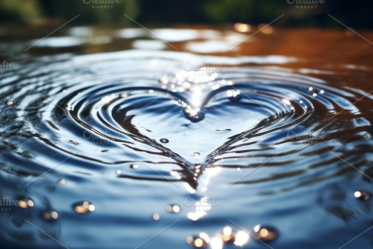 Water hearts. 25 images, a Nature Photo by Handmadefont (Photo 7 of 10)