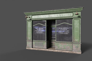 Parisian green vintage storefront, an Architecture 3D Model by happy brush