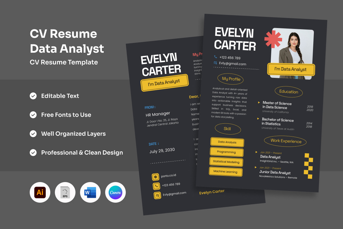 Modern Resume Layout for Startup Job
