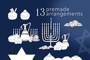 Happy Hanukkah Line Vector Coloring, a Decorative Illustration by Elena Malgina Clipart (Thumbnail 5 of 18)