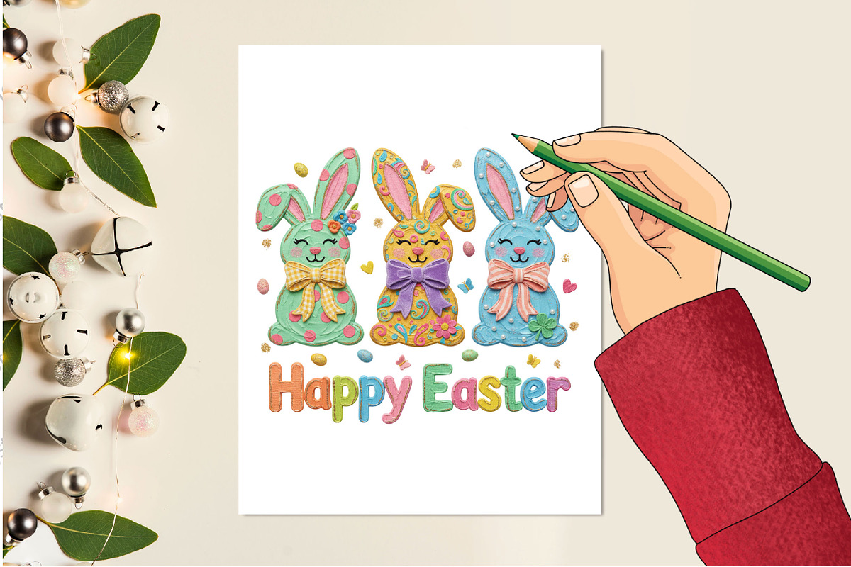 Brushstroke Happy Easter Bunny Png, an Illustration by Designking (Photo 4 of 4)