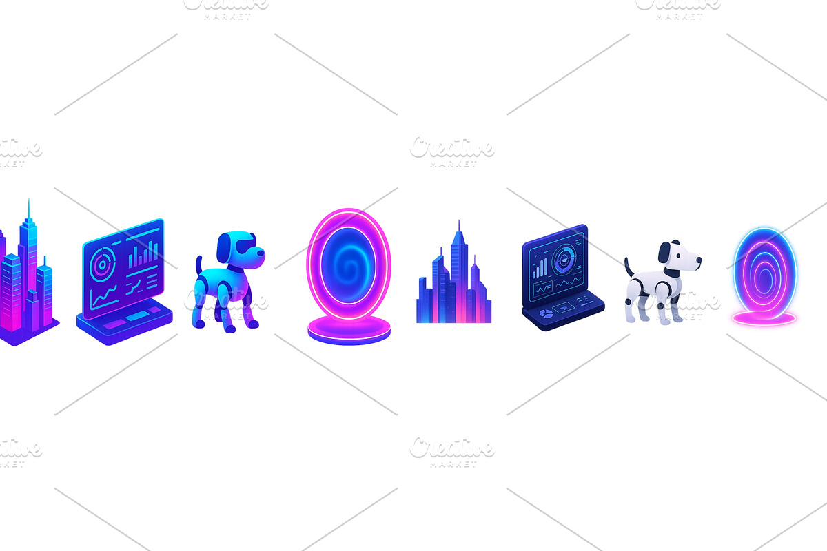 Colorful digital illustrations of, a Technology Illustration by ZinetroN