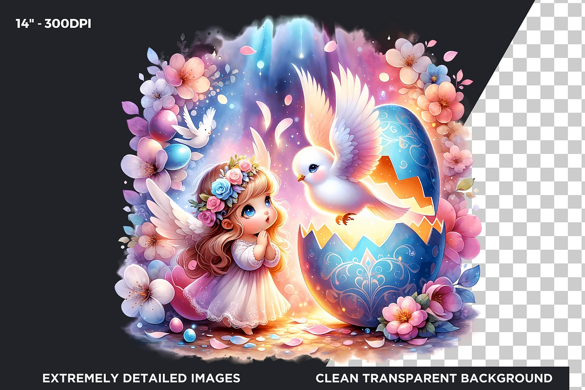 Watercolor Cute Angel Easter clipart, a Seasonal Illustration by ThatsDesignArt (Photo 3 of 10)