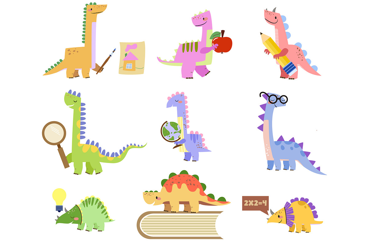 Back to School Dinosaur Clipart, an Education Illustration by the_myro (Photo 1 of 9)
