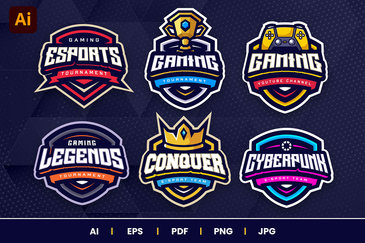 E-sports Gaming Logo Template Bundle, a Branding & Logo Template by Akito Studio